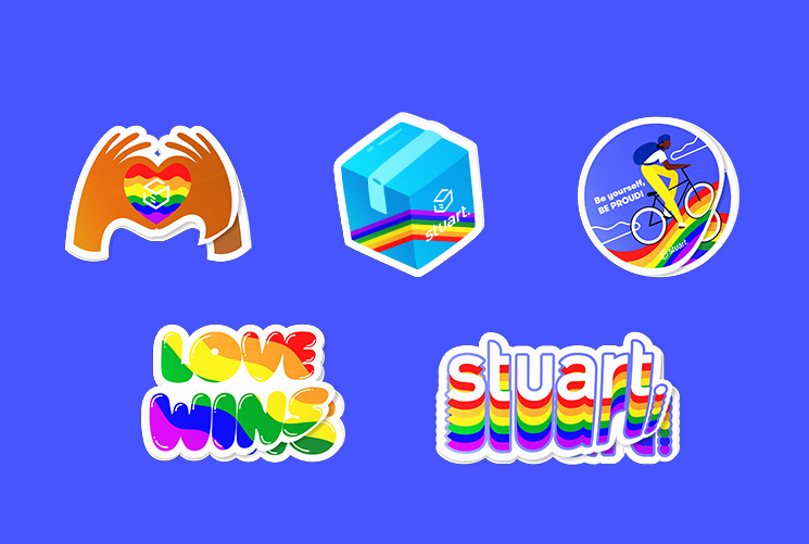 Set of 5 custom Stuart Pride stickers